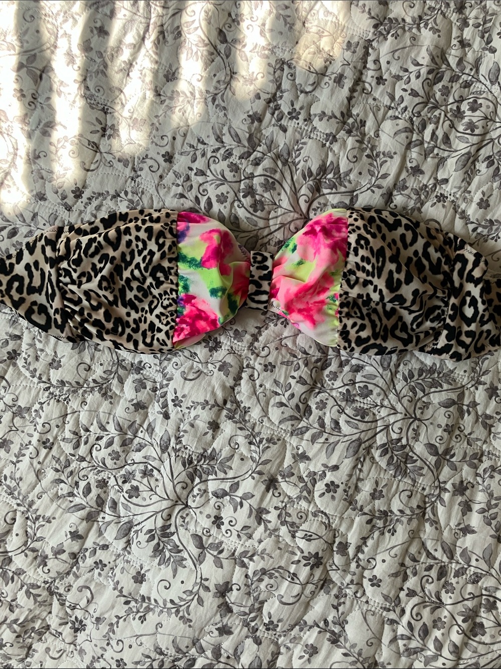 PINK Victoria's Secret Leopard & Neon Tie-Dye Bandeau Bikini Top